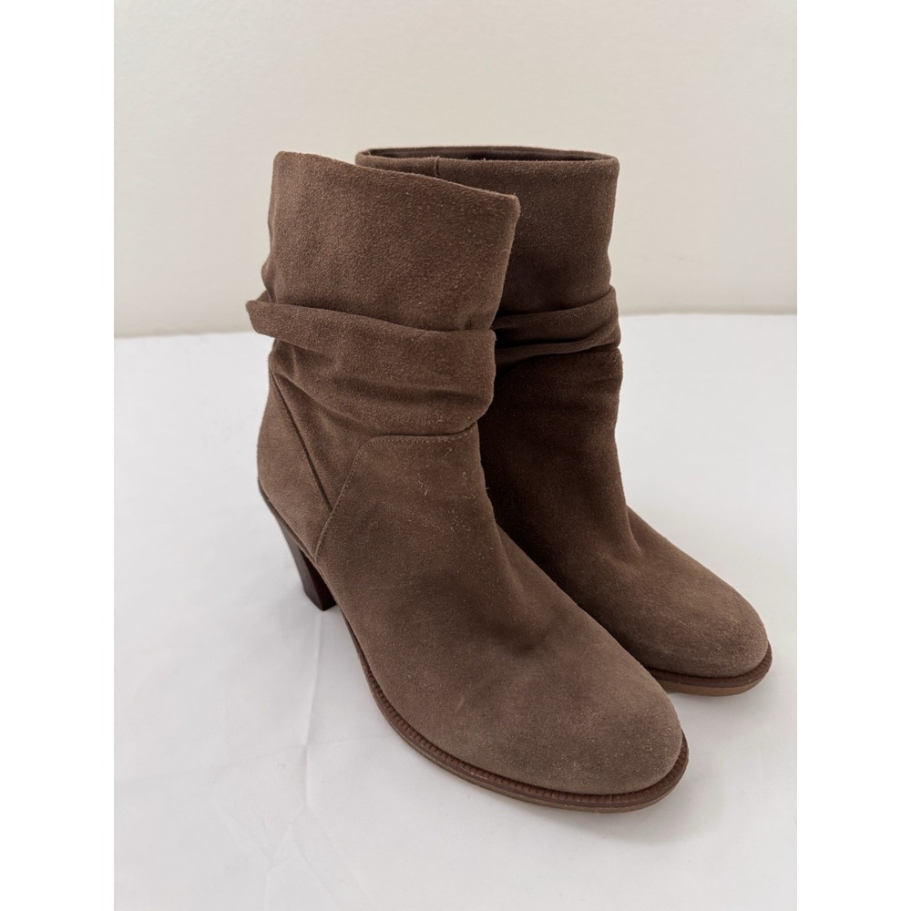 Vince Camuto Womens Parka Slouch Midcalf Heel Boot Suede Bootie Taupe Tan